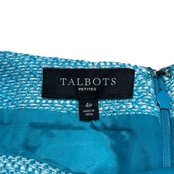 Talbots Blue Turquoise & White Texturized Tweed Pencil Skirt US 4P - Picture 9 of 9